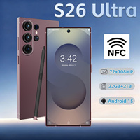 Téléphone Android S26 Ultra avec GPS, NFC, 22 Go + 2 To de mémoire, appareil photo 108 MP, double SIM pour les voyages d'affaires, les déplacements quotidiens et l'utilisation au bureau