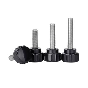 Vis de serrage réglable à molette en étoile en acier inoxydable à filetage mâle, avec poignée ronde en bakélite noire - Product Image 1