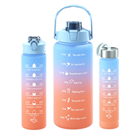 Ensemble de 3 bouteilles d'eau sportives en plastique sans BPA pour la gym et le fitness, avec boîte cadeau mystère