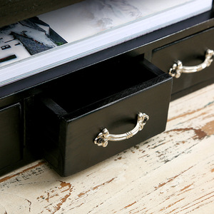 Étagère de bureau en bois 35x31x18,5 cm noire, classeur à 3 niveaux avec tiroirs pour le rangement de documents - Product Image 2