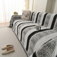 Housse de canapé en velours pour patio, ensemble complet, fauteuil rayé en chenille, élégant et facile à utiliser