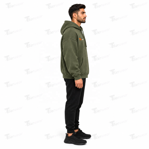 Sweat à capuche oversize pour homme en molleton brossé doux, à épaules tombantes, à manches longues, style streetwear - Product Image 3