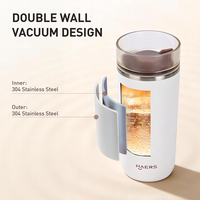 Mug isotherme à double paroi en acier inoxydable de 520 ml/17 oz avec couvercle rotatif à 360°, anti-fuite, isolation thermique de 12 à 24 heures