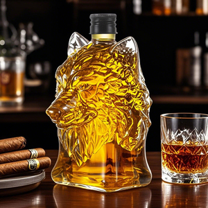 200ml hecho a mano Mini vidrio de borosilicato alto Brandy whisky Tequila Vodka Wolf Head decantador Animal botella 12 botellas del zodiaco - Product Image 3