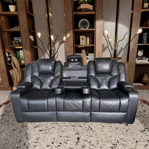 Frank Furniture Electric USB Charging Air Leather Sofa <b>Set</b> <b>Square</b> Recliner for Villa Upholstered with Artificial Leather - Product Image 3
