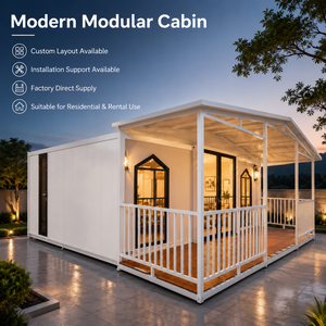 Cabaña Modular Moderna con Porche, Estructura de Acero, Espacio de Vivienda Prefabricado, Diseño Rectangular, Uso en Exteriores - Product Image 1