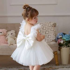 Vestido de Princesa para el Primer Cumpleaños de Bebés Niñas, Vestido de Fiesta con Mangas con Volantes Rosas, Tutú de Tul, Disfraz para Ceremonias y Actuaciones - Product Image 4