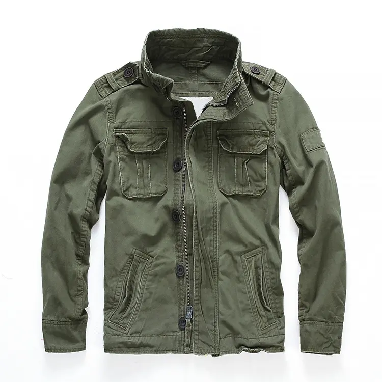 Wholesale mens casual green heavy camouflage print cargo jackets for hiking