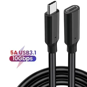 HD 4K 60Hz PD 5A USB3.1 Kabel Ekstensi Tipe-c 100W USB-C Gen 2 Kabel Extender 10Gbps untuk Macbook Nintendo Switch Laptop Samsung