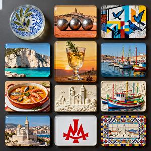 <span class=keywords><strong>Marseille</strong></span> Thème 3D Art Déco Réfrigérateur Aimants Résine Artisanat Décoration Maison Souvenir Les Calanques Vieux Port <span class=keywords><strong>Pastis</strong></span> Pétanque - Product Image 5