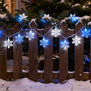 Luzes de Natal em Forma de Floco de Neve LED para Exterior, Luzes de Cordão LED Operadas por Bateria para Quarto, Pátio, Jardim, Festa de Natal - Product Image 4