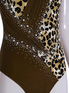 Trajes de Danza Lírica para Mujer, Leotardo con Estampado Estilo Salvaje, Ropa de Danza Decorativa sin Mangas, Body sin Espalda para Samba, Rumba y Actuaciones en Escenario - Product Image 5