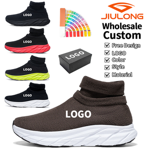 Chaussures décontractées pour hommes, style marche, respirantes, <span class=keywords><strong>en</strong></span> maille extensible, avec semelle intérieure <span class=keywords><strong>en</strong></span> forme de chaussette, semelle intermédiaire <span class=keywords><strong>en</strong></span> EVA, semelle extérieure <span class=keywords><strong>en</strong></span> caoutchouc, logo personnalisé - Product Image 1