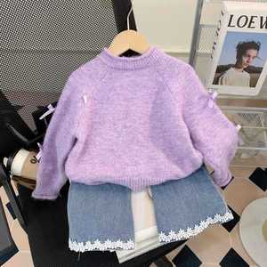 Suéter con Lazo para Niña, Estilo Coreano, Primavera-Otoño, Cárdigan para Usar en Capas - Product Image 4