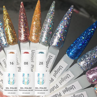 Vente en gros OEM ODM UNIGEL 36 couleurs Gel pailleté platine écologique séchage rapide UV LED Vernis à ongles brillant effet diamant Kit de salon
