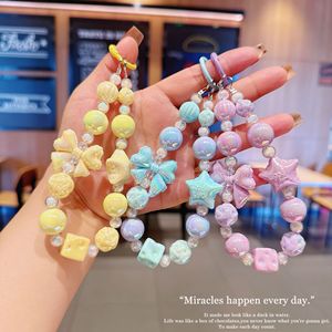 Dây đeo điện thoại nhựa <span class=keywords><strong>PVC</strong></span> dễ thương nhiều màu kẹo ngọt, móc khóa dạng carabiner, dây đeo tay hoa nơ, dây đeo chìa khóa hạt cườm - Product Image 4