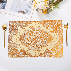 Luxury Wedding Dining Gold Plastic Pvc <strong>Placement</strong> <strong>Table</strong> <strong>Mats</strong> for Dining <strong>Table</strong> - Product Image 1