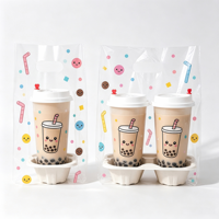 Sacs à emporter personnalisés avec logo pour boissons, bubble tea, emballage en PE, sac en plastique pour gobelets simples ou doubles