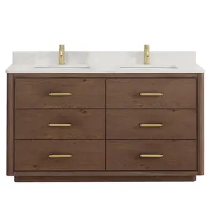 <span class=keywords><strong>Mobile</strong></span> <span class=keywords><strong>Bagno</strong></span> Moderno Autoportante in Legno Massello e Compensato di Alta Qualità con Finitura Laccata in Acciaio Inossidabile, Prodotto in Vietnam - Product Image 2