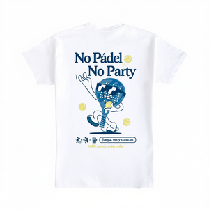 T-shirt No Pdel No Party bianca da uomo, girocollo, manica corta, abbigliamento promozionale - Product Image 3