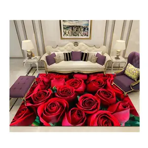 3d rote Rose Blumen boden Teppiche und Teppiche Wohnzimmer Teppich