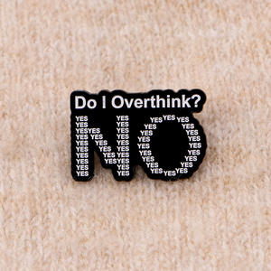 Spilla smaltata divertente e psicologica con scritta 'Do I Overthink' e 'Yes Filled No', Regalo per chi pensa troppo, Consapevolezza sulla salute mentale - Product Image 2