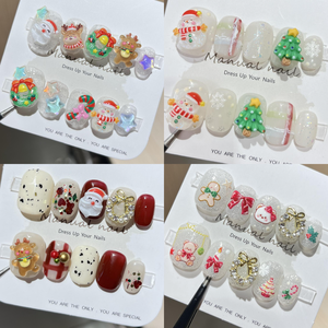 <span class=keywords><strong>Uñas</strong></span> <span class=keywords><strong>navideñas</strong></span>, 10 Uds., <span class=keywords><strong>Uñas</strong></span> postizas <span class=keywords><strong>cortas</strong></span> redondas pintadas a mano de Papá Noel, <span class=keywords><strong>uñas</strong></span> hechas a mano para dedos - Product Image 2