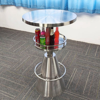 Meubles de boîte de nuit au design moderne, fête, KTV, cocktail, luxe, acier inoxydable, tables rondes hautes VIP pour boîte de nuit