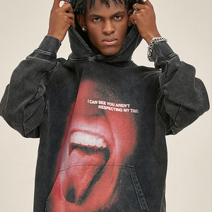 Sweat à capuche AR2680 420GSM pour homme, 100% coton, effet délavé, brodé, respirant, épais, pour l'automne - Product Image 1