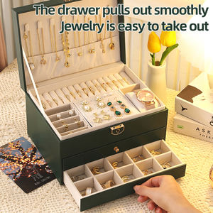 Vitrine de présentation pliable en cuir PU élégant personnalisé pour les femmes filles voyage bijou bague montre ensemble de bijoux boîte d'emballage - Product Image 3