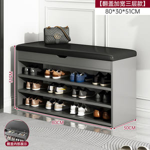 סלון רהיטים ארון נעליים ארון ארון מתלה עץ עם מושב - Product Image 3