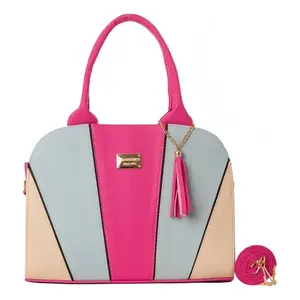 Bolso de Mano Media Luna para Mujer Fana Bruna, Color Buganvilia M3816, Correa de Cadena, Diseño Panelado, para Fiestas y Uso Diario - Product Image 1