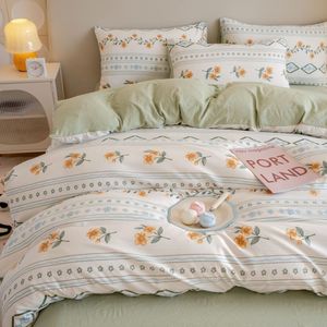 <strong>Double</strong> Layer Yarn Washed Cotton 4 Piece Bedding Set Household <strong>Bed</strong> <strong>Sheet</strong> and Duvet Cover School Dormitory 3 Piece Set - Product Image 2
