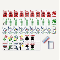 Jeu de Mahjong Américain Thème Britannique de Londres, 160 Tuiles, Motif Personnalisé Imprimé UV Big Ben et Bus à Double Étage, en Acrylique