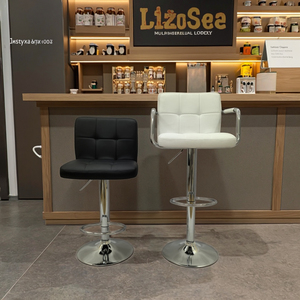 Phổ biến xoay và chiều cao điều chỉnh thương mại Bar phân với tựa lưng và tay vịn nhà bếp Phân thu ngân đảo ghế - Product Image 2