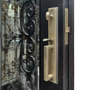 Décoration antique fleur avant <span class=keywords><strong>Double</strong></span> noir ancien forgé extérieur catalogue <span class=keywords><strong>porte</strong></span> en fer à vendre - Product Image 5