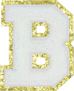 옷에 대한 셔닐 문자 패치, 퍼지 패치 문자 수 놓은 골드 반짝이 의류 편지에 손질 된 철 - Product Image 3