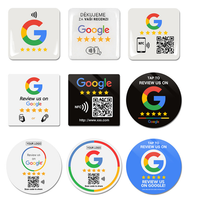 Carte de visite intelligente programmable et réinscriptible avec puce, code QR pour avis sur les réseaux sociaux, autocollant 3M, plaque NFC personnalisée en acrylique PVC pour avis Google