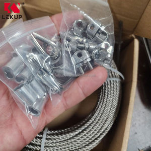 Kit d'assortiment de câbles métalliques en acier inoxydable de 1/8 po avec manchons de boucle et poinçons, et serre-câbles, pour <span class=keywords><strong>corde</strong></span> à <span class=keywords><strong>linge</strong></span> et treillis, 82 pieds - Product Image 6