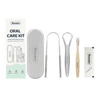 Kit d'hygiène buccale Tocare, gratte-langue en acier inoxydable, ensemble de brosses à dents en bambou, outils de nettoyage dentaire portables pour les voyages