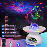 Décoration de maison intelligente, projecteurs RGB, chargeur de téléphone sans fil, lampe de table, haut-parleur musical rechargeable par USB, veilleuse LED de chevet