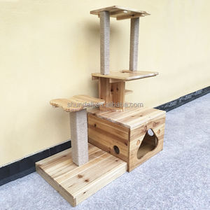 Vente en gros d'usine SDCT001 Arbre à chat en bois écologique Maison pour animaux de compagnie Salon Meubles pour animaux de compagnie Différentes tailles Motif imprimé Grand - Product Image 1