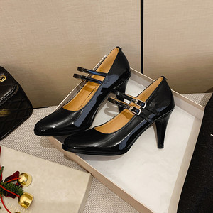 Escarpins Mary Jane Lolita sexy en cuir verni à bout rond et <span class=keywords><strong>talon</strong></span> de <span class=keywords><strong>8</strong></span> <span class=keywords><strong>cm</strong></span> avec brides à boucles, collection classique intemporelle 2026, best-seller pour femme - Product Image 2