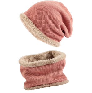 Conjunto de dos piezas de gorro y bufanda de punto acrílico liso 2026, forrado de vellón, cálido para otoño e invierno, personalizado para montar a caballo - Product Image 1