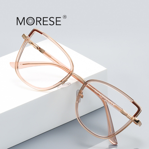 MORESE 3131 Lady Metal TR90 Marcos de anteojos Pantalla de computadora de bloqueo de luz azul con decoración circular - Product Image 1