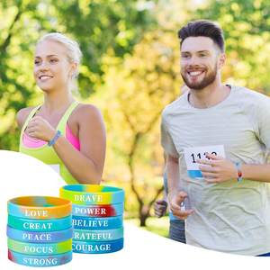 Pulseras de silicona inspiradoras con citas motivacionales, paquete de 6, joyería decorativa impermeable para motivar y alentar - Product Image 2