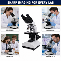 40X 1600X Binocular Biological Microscope with Articulated Head and 100X Oil for Medical School and Laboratory Research