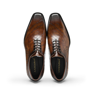 Zapatos de Cuero para Hombre Estilo Europeo 2026, Color Pulido a Mano, Formales de Negocios, Tipo Oxford, Envío Directo Disponible - Product Image 5