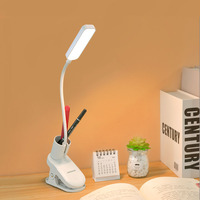 Petite lampe de bureau à clipser personnalisée avec porte-crayon protection des yeux lampe d'étude LED rechargeable