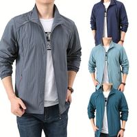 Neue Modische Schnelltrocknende Atmungsaktive Jacke für Herren, Lässiger Stehkragen-Mantel mit Taschen, Einfarbige Outdoor-Sportbekleidung